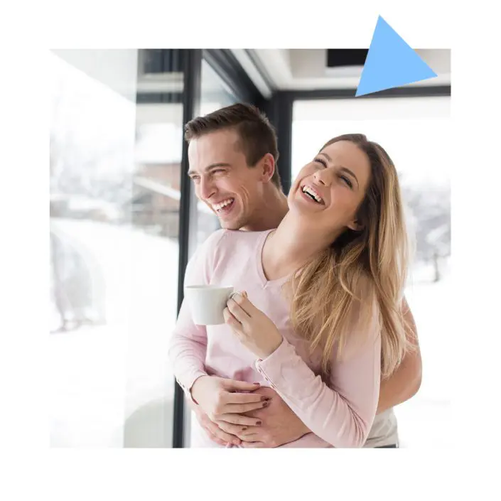 Happy Couple Showing Affection 27 - Laughing With Coffee